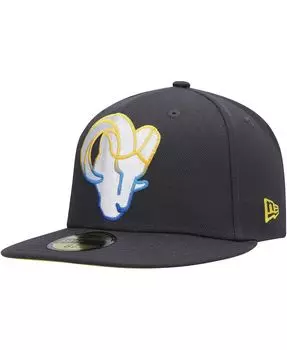 Мужская графитовая приталенная шляпа Los Angeles Rams Color Dim 59FIFTY New Era