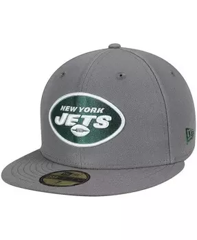 Мужская графитовая приталенная шляпа New York Jets Storm 59FIFTY New Era, серый