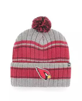 Мужская графитовая вязаная шапка Arizona Cardinals Rexford с манжетами и помпоном '47 Brand, серый