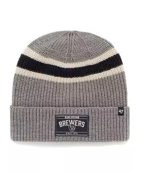 Мужская графитовая вязаная шапка Milwaukee Brewers Penobscot с манжетами '47 Brand, серый