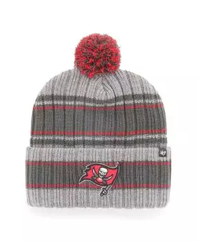 Мужская графитовая вязаная шапка Tampa Bay Buccaneers Rexford с манжетами и помпоном '47 Brand
