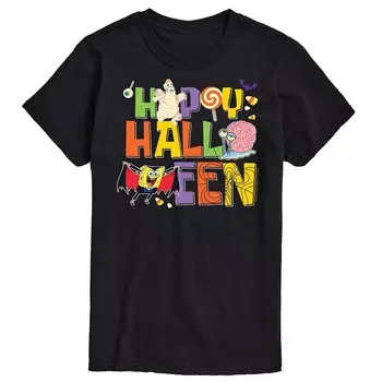 Мужская губкаБоб КвадратБрюки Футболка Happy Halloween Licensed Character, черный