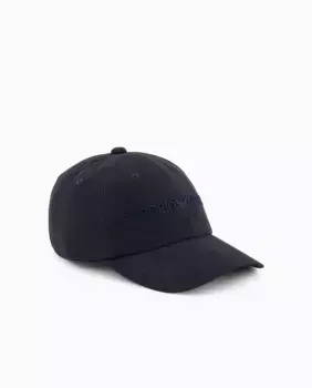 Мужская хлопчатобумажная бейсболка с логотипом Emporio Armani, тёмно-синий