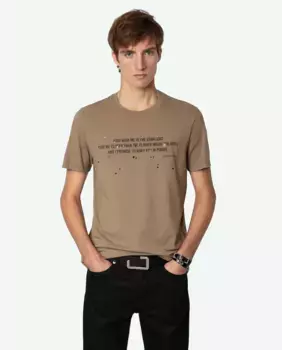 Мужская хлопчатобумажная футболка Tommy с короткими рукавами Zadig & Voltaire, коричневый