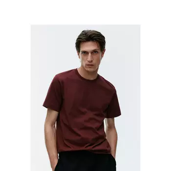 Мужская хлопковая футболка Arket с круглым вырезом, темно-красный