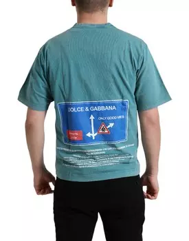 Мужская хлопковая футболка Dolce & Gabbana Chic Milano Motive, синий
