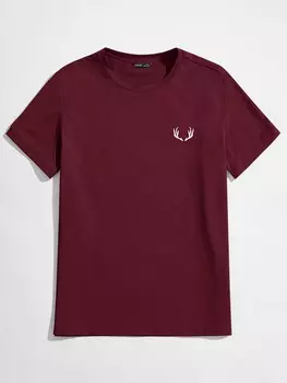 Мужская хлопковая футболка Homme, круглый вырез, графический принт Manfinity, красновато-коричневый/бордовый