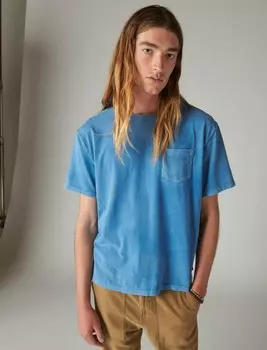 Мужская хлопковая футболка Lucky Brand с короткими рукавами и карманами с круглым вырезом, цвет Rinse