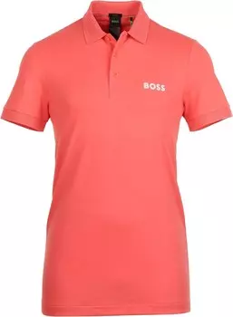 Мужская хлопковая футболка-поло с короткими рукавами Hugo Boss Paule, розовый