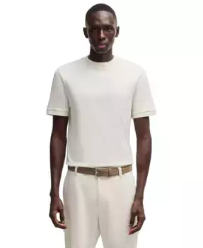 Мужская хлопковая футболка с добавлением шелка Regular-Fit Hugo Boss, белый