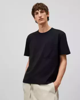 Мужская хлопковая футболка с карманом Adolfo Dominguez, черный