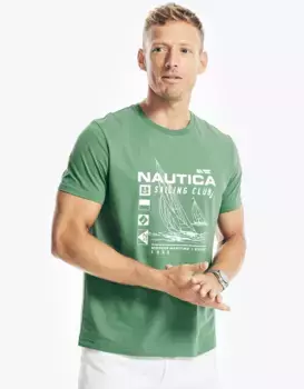 Мужская хлопковая футболка с коротким рукавом Nautica, зеленый