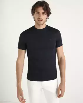 Мужская хлопковая футболка с круглым вырезом Michael Kors, темно-синий