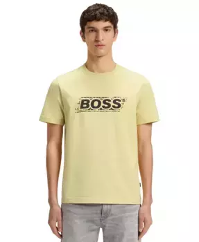 Мужская хлопковая футболка с логотипом Artwork Hugo Boss, желтый