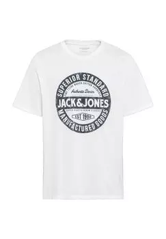 Мужская хлопковая футболка с логотипом Jack & Jones, цвет Cloud Danc