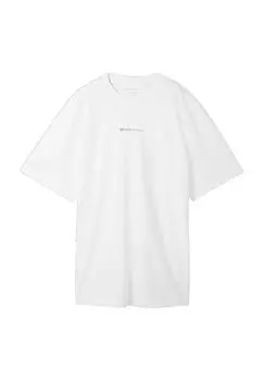 Мужская хлопковая футболка с логотипом на груди Tom Tailor, белый