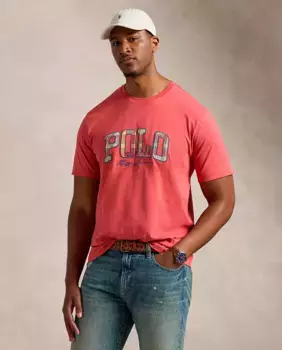 Мужская хлопковая футболка с логотипом Polo больших размеров Polo Ralph Lauren, розовый