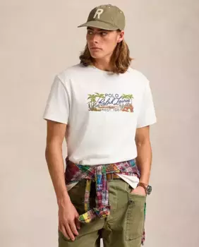 Мужская хлопковая футболка с логотипом Polo Ralph Lauren, белый