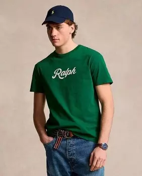 Мужская хлопковая футболка с логотипом Ralph Polo Ralph Lauren, темно-зеленый