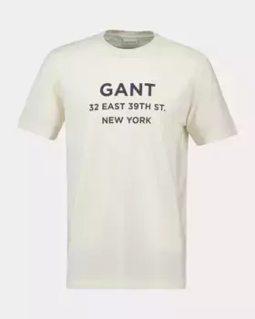 Мужская хлопковая футболка с рисунком на груди Gant, цвет Crudo