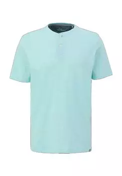 Мужская хлопковая футболка с воротником на пуговицах s.Oliver, цвет Blue Green