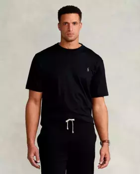 Мужская хлопковая футболка с вышитым логотипом, большие размеры Polo Ralph Lauren, черный