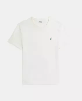 Мужская хлопковая футболка с вышитым логотипом Polo Ralph Lauren, цвет Crema