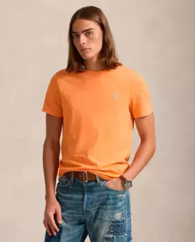 Мужская хлопковая футболка с вышитым логотипом Polo Ralph Lauren, персиковый