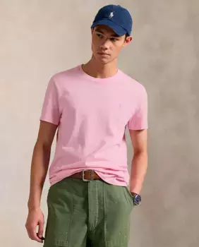 Мужская хлопковая футболка с вышитым логотипом Polo Ralph Lauren, светло-розовый
