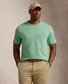 Мужская хлопковая футболка с вышивкой лошади больших размеров Polo Ralph Lauren, цвет Verde Menta
