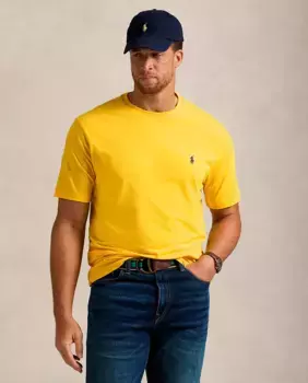 Мужская хлопковая футболка с вышивкой лошади больших размеров Polo Ralph Lauren, цвет mbar
