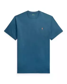 Мужская хлопковая футболка с вышивкой лошади больших размеров Polo Ralph Lauren, цвет Azul Cyan