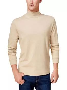 Мужская хлопковая футболка с высоким воротником Club Room, цвет Toast Heather