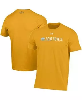 Мужская хлопковая футболка Southern University Jaguars 2022 Sideline Football Performance золотого цвета Under Armour, золото