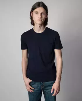 Мужская хлопковая футболка Stockholm с короткими рукавами Zadig & Voltaire, темно-синий