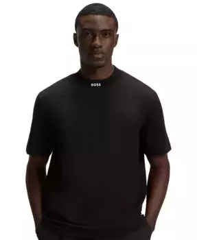 Мужская хлопковая футболка свободного кроя с добавлением эластана Hugo Boss, черный
