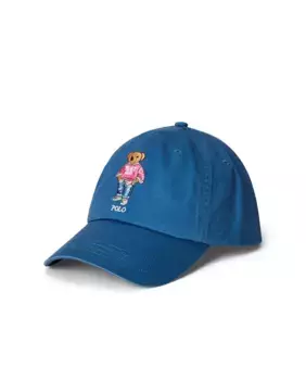 Мужская хлопковая кепка с изображением медведя Поло Polo Ralph Lauren, тёмно-синий