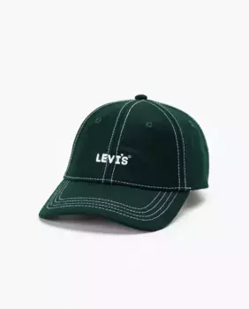 Мужская хлопковая кепка с вышитым логотипом спереди Levi's, темно-зеленый