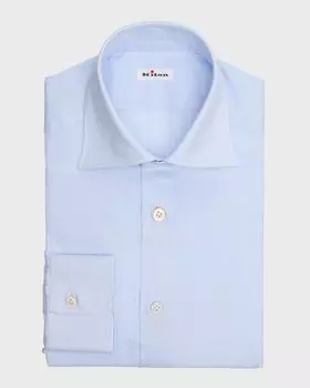 Мужская хлопковая классическая рубашка в клетку Kiton, цвет Lt Blu