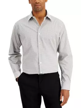 Мужская хлопковая классическая рубашка в клетку с принтом Club Room, цвет Black/White