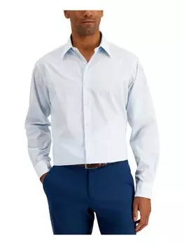 Мужская хлопковая классическая рубашка в клетку с принтом Club Room, цвет Light Blue