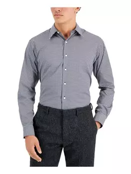 Мужская хлопковая классическая рубашка в клетку с принтом Club Room, темно-синий