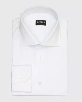 Мужская хлопковая классическая рубашка в полоску Trofeo ZEGNA, цвет Bright Blue Solid