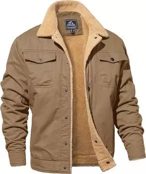 Мужская хлопковая куртка-карго Magnivit Sherpa Fleece Lined, хаки