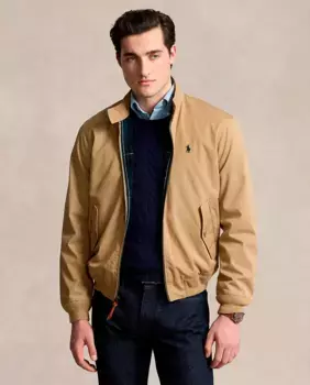 Мужская хлопковая куртка на молнии Polo Ralph Lauren, бежевый