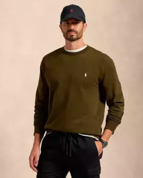 Мужская хлопковая махровая толстовка больших размеров Polo Ralph Lauren, цвет Verde Pardo