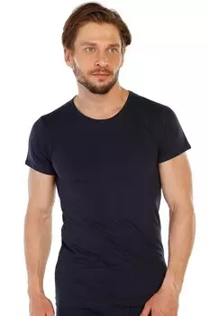 Мужская хлопковая майка с коротким рукавом и круглым вырезом, темно-синяя, 3 предмета, 314L TOLIN