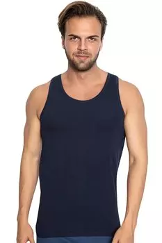 Мужская хлопковая майка с U-образным вырезом темно-синяя, 12 предметов, 114L TOLIN