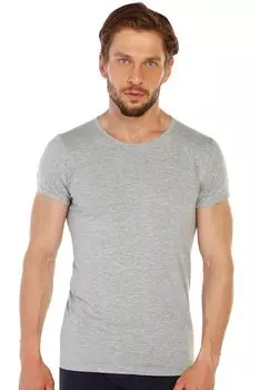 Мужская хлопковая майка серого цвета с круглым вырезом и короткими рукавами, 12 шт., 314G TOLIN