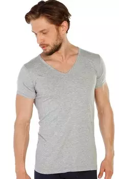Мужская хлопковая майка серого цвета с V-образным вырезом и коротким рукавом, 6 шт., 317G TOLIN